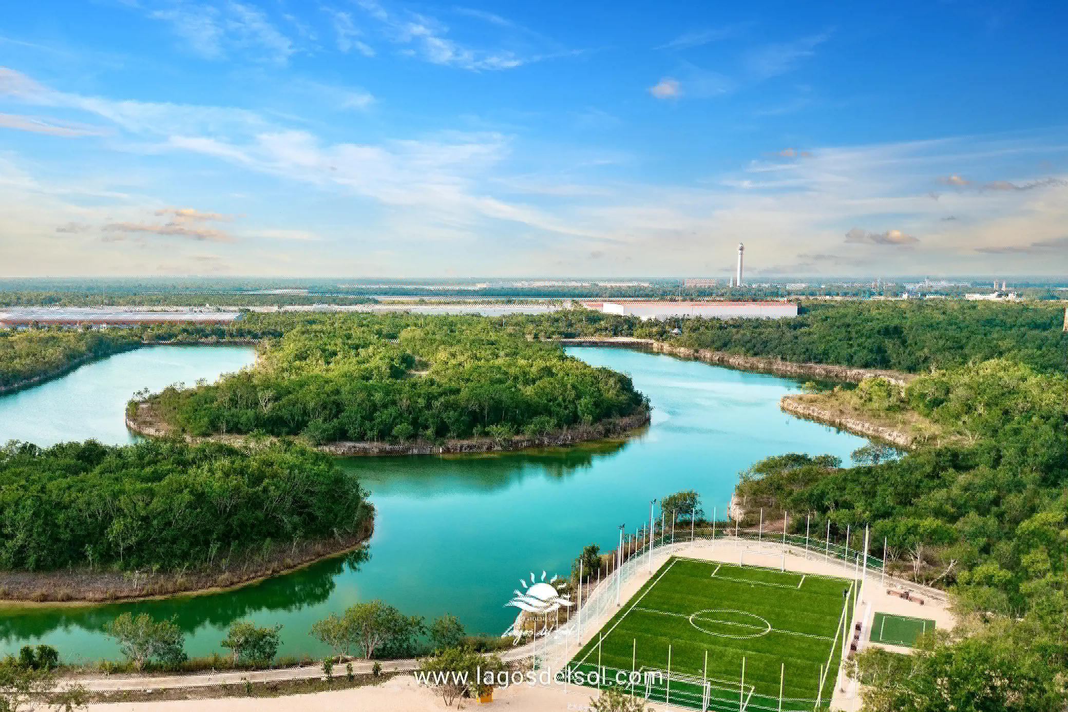 Vista panorámica de Residencial Lagos del Sol. Venta de lotes en Cancún.